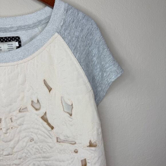 Anthropologie Cream and Gray Long Sleeve Tee - Picture 5 of 13